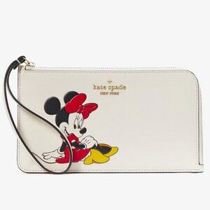 Disney X Kate Spade New York Minnie Mouse medium l-zip wristlet NWT